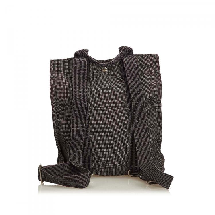 Pre Owned Hermes Dark Gray Canvas Herline Backpack PM Travel Backpack