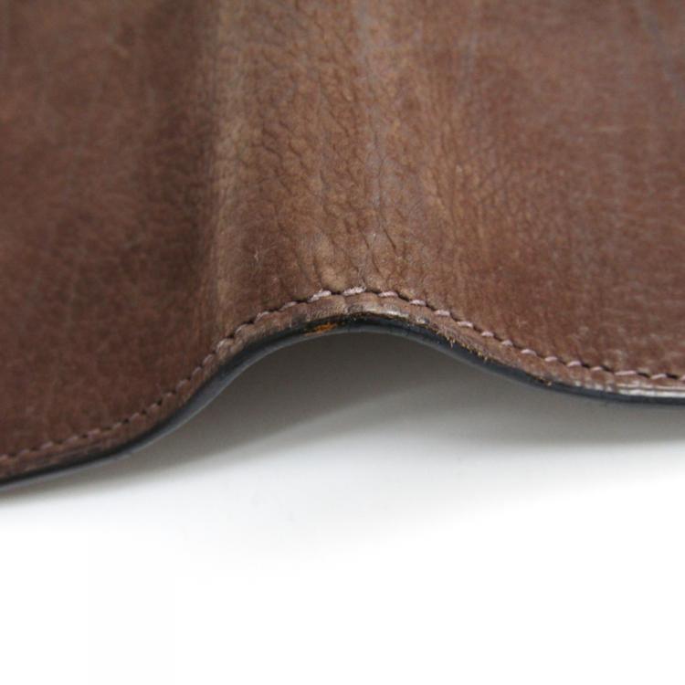 Pre Owned  غطاء آجندة هيرمس جلد نوباك بنية داكنة