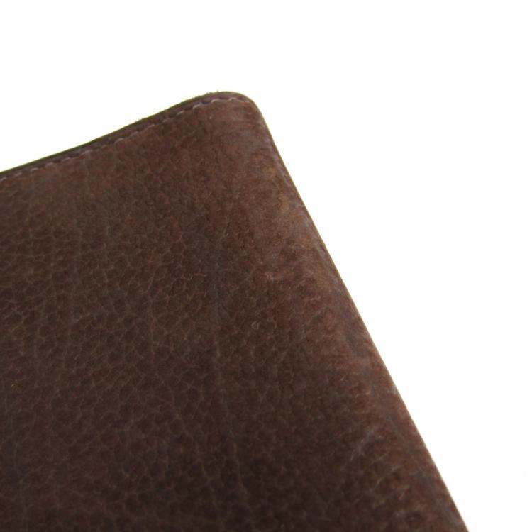 Pre Owned  غطاء آجندة هيرمس جلد نوباك بنية داكنة