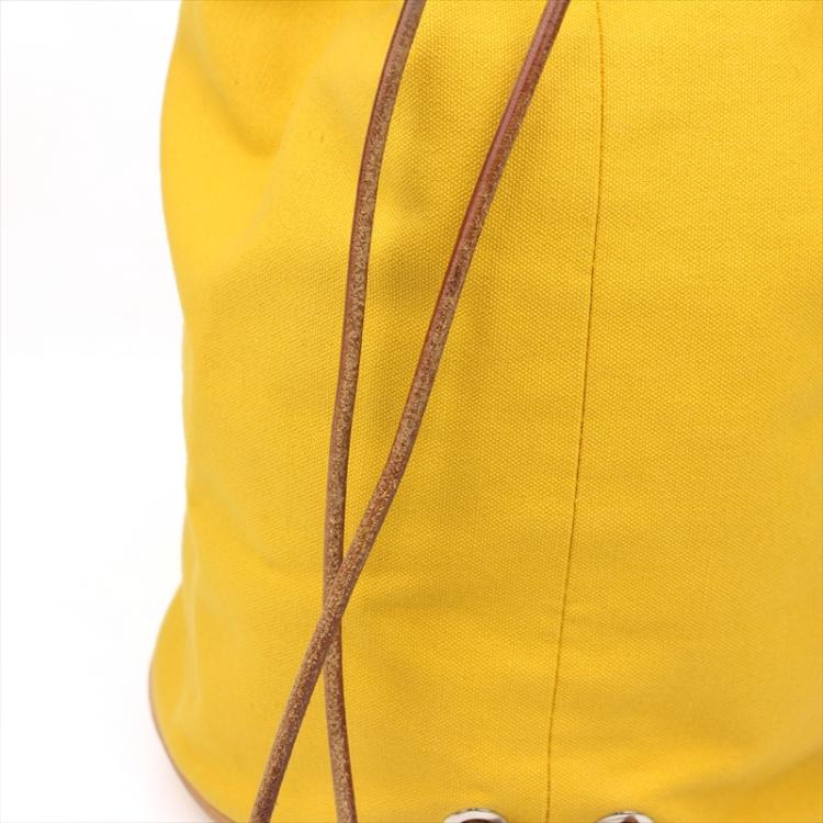 Pre Owned Hermes Yellow Canvas Sac Polochon Drawstring Backpack