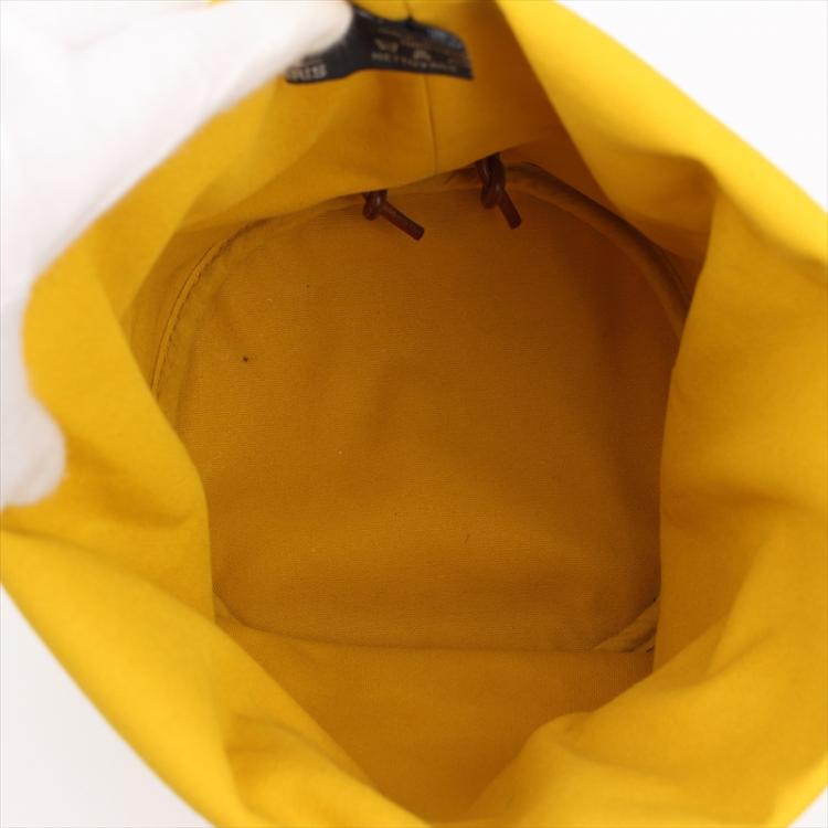 Pre Owned Hermes Yellow Canvas Sac Polochon Drawstring Backpack