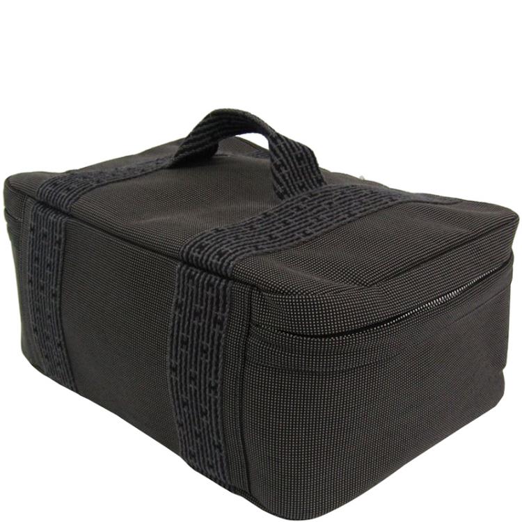 Pre Owned Hermes Grey/Black Canvas Herline Vanity Case