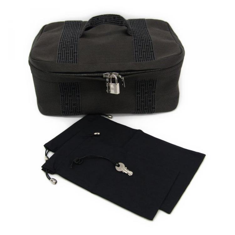 Pre Owned Hermes Grey/Black Canvas Herline Vanity Case