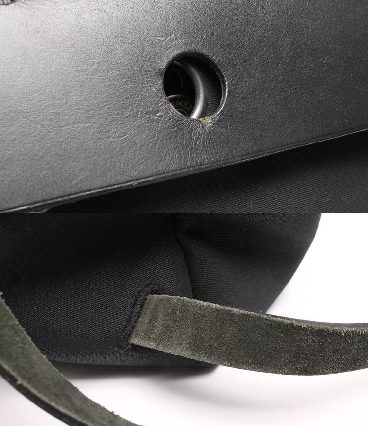 Pre Owned Hermes Black Canvas and Leather 2-in-1 Herbag Backpack
