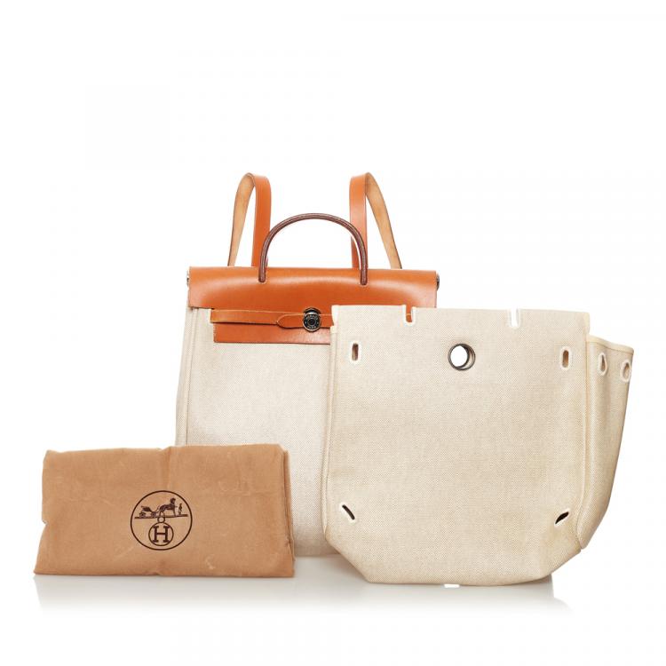 Pre Owned   Hermes White Herbag Canvas Backpack