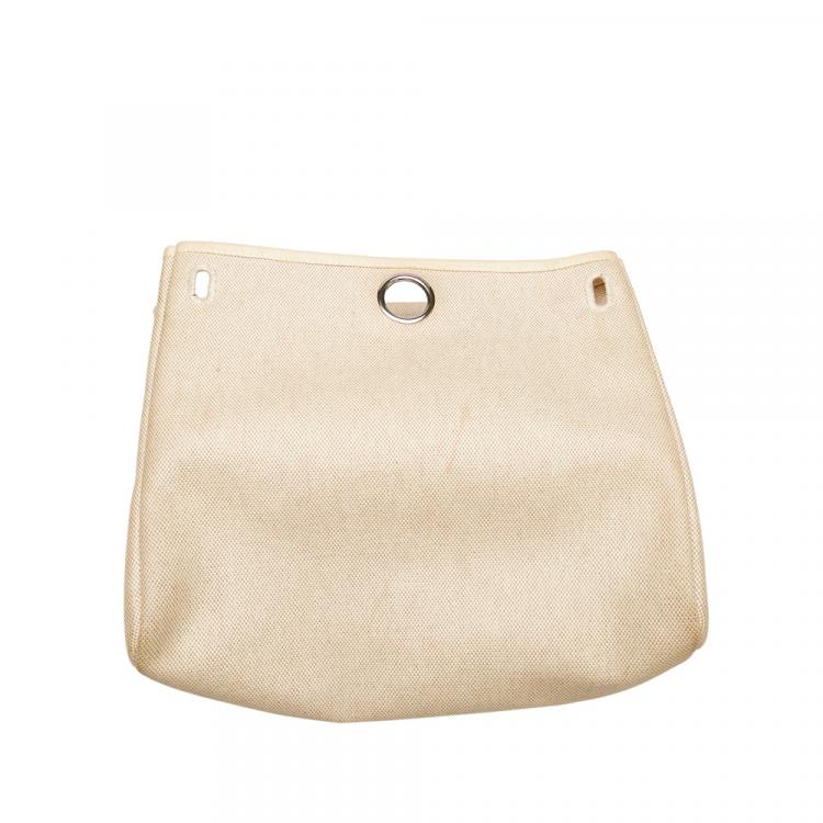 Pre Owned   Hermes White Herbag Canvas Backpack