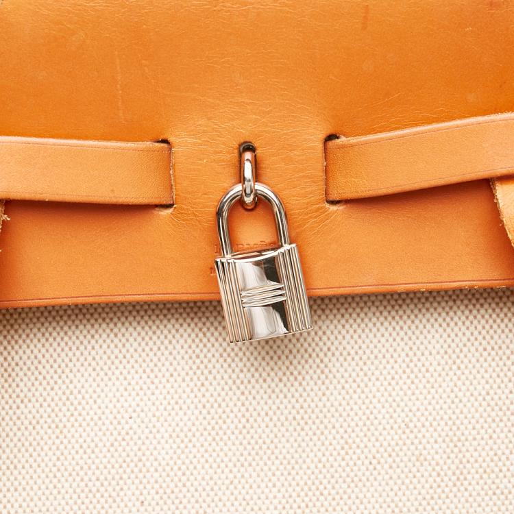 Pre Owned   Hermes White Herbag Canvas Backpack