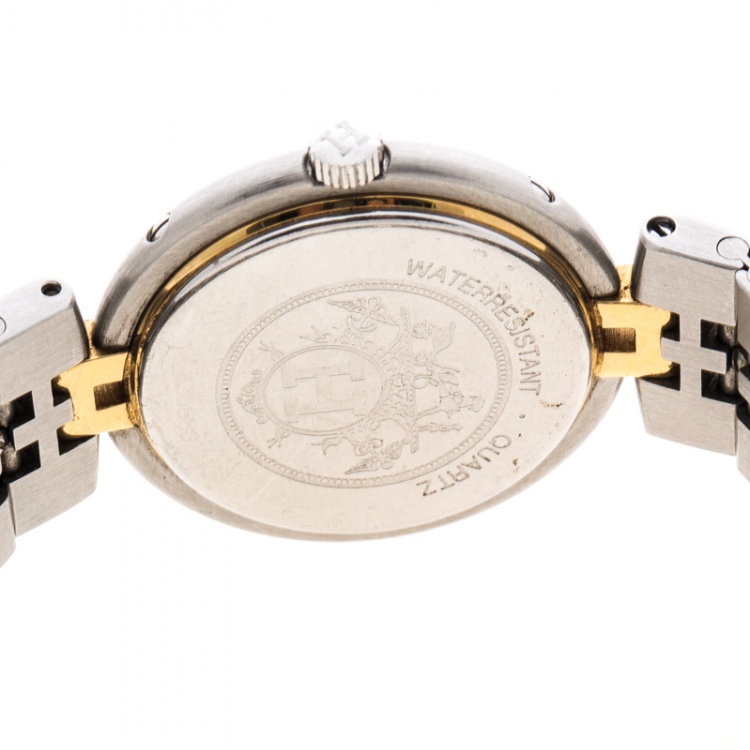 Pre Owned Hermes Cream Gold-Plated Stainless Steel Clipper Women's Wristwatch 25 mm
