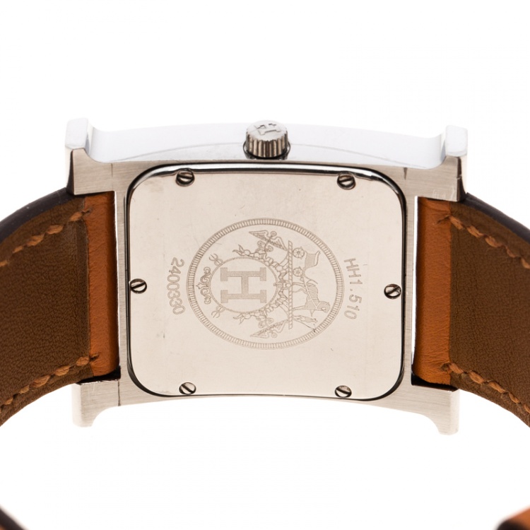 Pre Owned Hermes White Stainless Steel Heure H HH1.510 Women's Wristwatch 26 mm