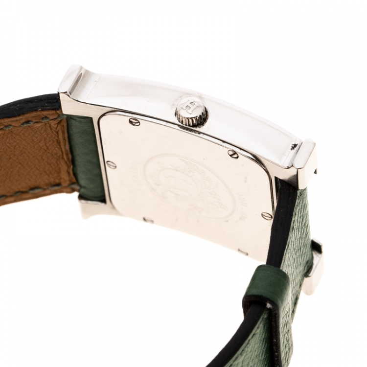 Pre Owned Hermes Pearl White Stainless Steel Heure H HH1.510 Women's Wristwatch 26 mm
