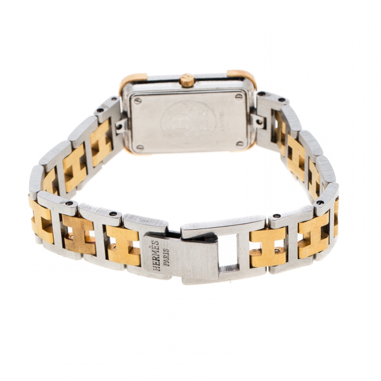 Pre Owned Hermes White Gold Plated Stainless Steel Croisière CR1.220 Women's Wristwatch 15 mm