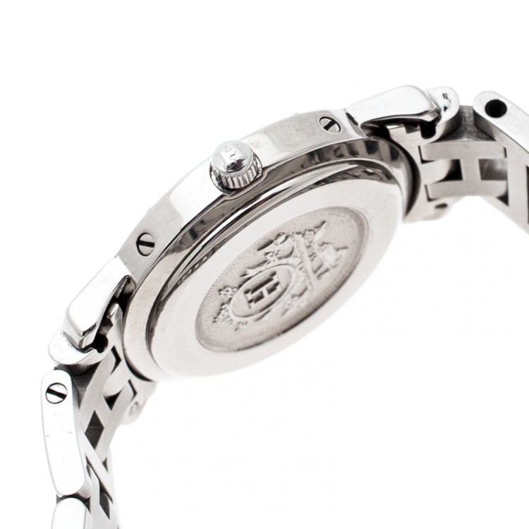 Pre Owned Hermes Pink Stainless Steel Clipper CL4.210 Women's Wristwatch 24MM