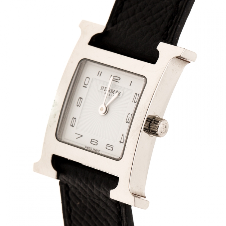 Pre Owned Hermes White Stainless Steel Heure H HH1.210 Women's Wristwatch 21 mm