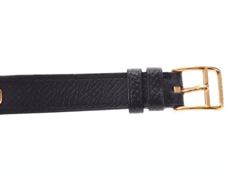 Pre Owned Hermes Black Gold Plated Kelly KE1.201 Women's Wristwatch 20Ã38MM