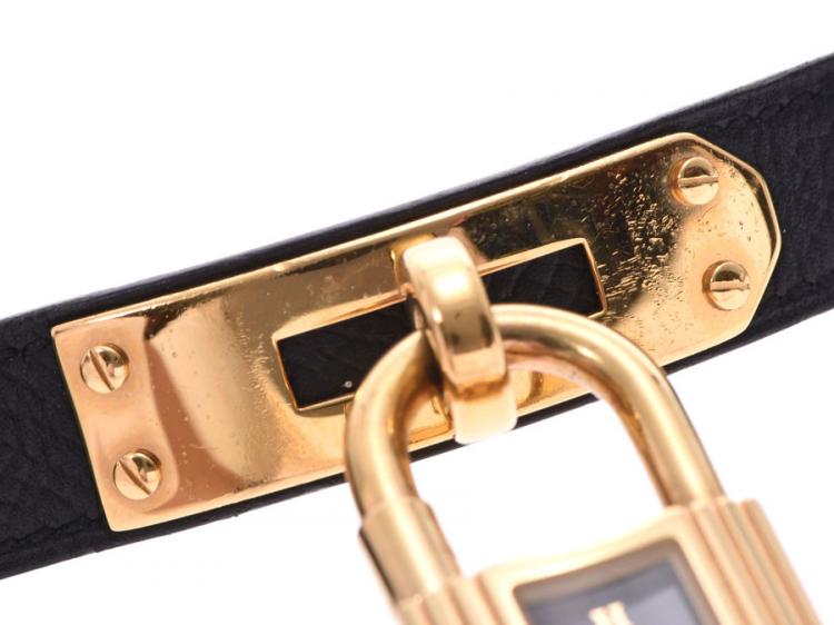 Pre Owned Hermes Black Gold Plated Kelly KE1.201 Women's Wristwatch 20Ã38MM