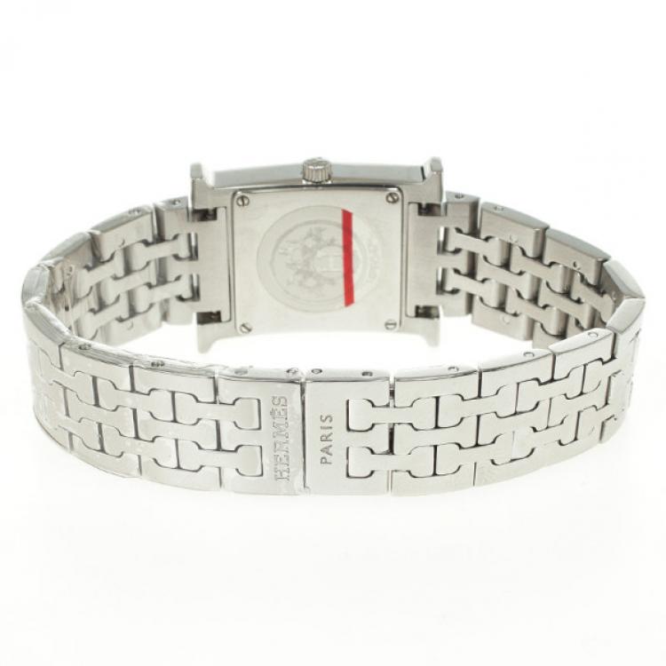 Pre Owned Hermes H Stainless Steel Womens Wristwatch 22 MM