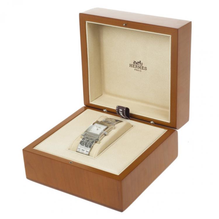 Pre Owned Hermes H Stainless Steel Womens Wristwatch 22 MM