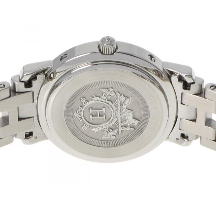 Pre Owned Hermes White Stainless Steel Clipper CL4.220 Quartz Women's Wristwatch 24 mm