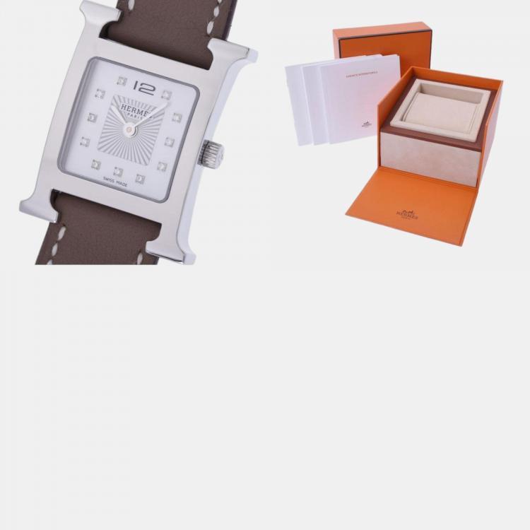 Pre Owned Hermes Silver Stainless Steel Heure H HH1.210 Quartz Women's Wristwatch 21 mm