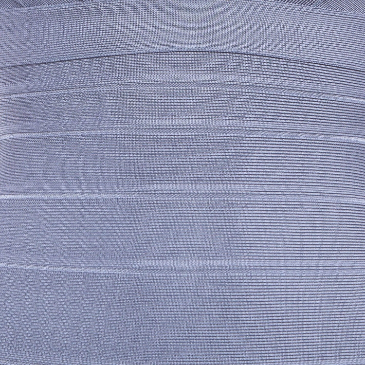 Pre Owned Herve Leger Blue Knit Mirah Bandage Mini Dress S