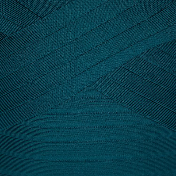 Pre Owned Herve Leger Stale Teal Augustina Bandage Gown M