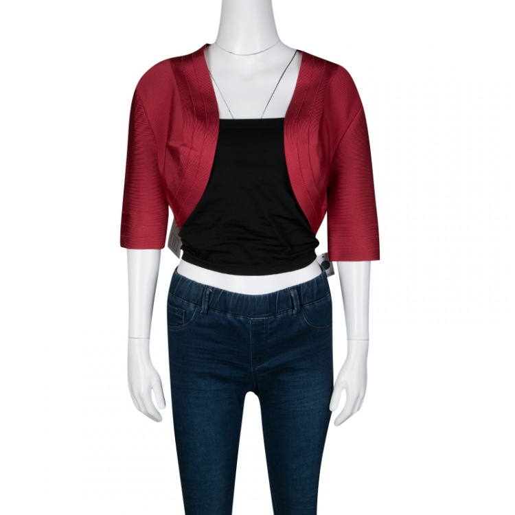 Pre Owned Herve Leger Lipstick Red Brilynn Bolero M