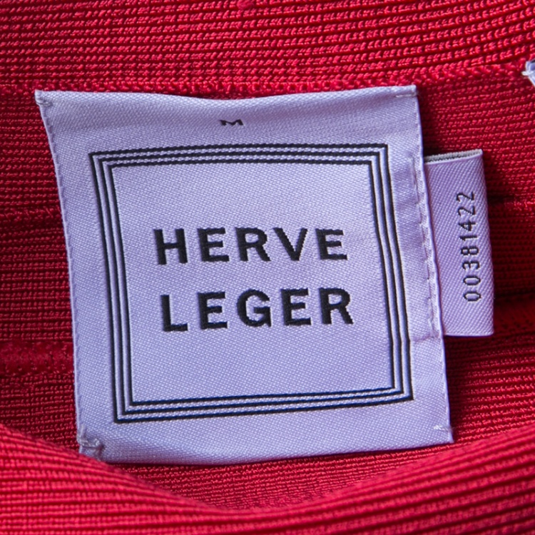 Pre Owned Herve Leger Lipstick Red Brilynn Bolero M