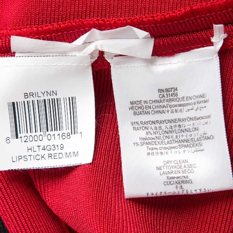 Pre Owned Herve Leger Lipstick Red Brilynn Bolero M