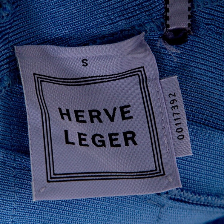 Pre Owned Herve Leger French Blue Sleeveless Bandage Dress S