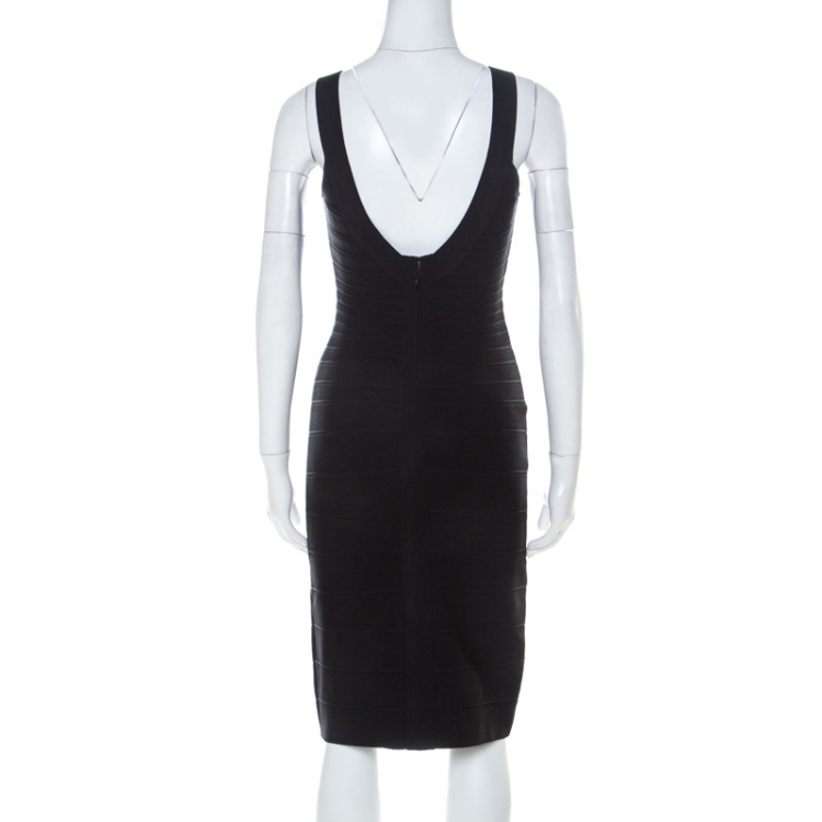 Pre Owned Herve Leger Black Sleeveless Sydney Signature Bandage Dress M