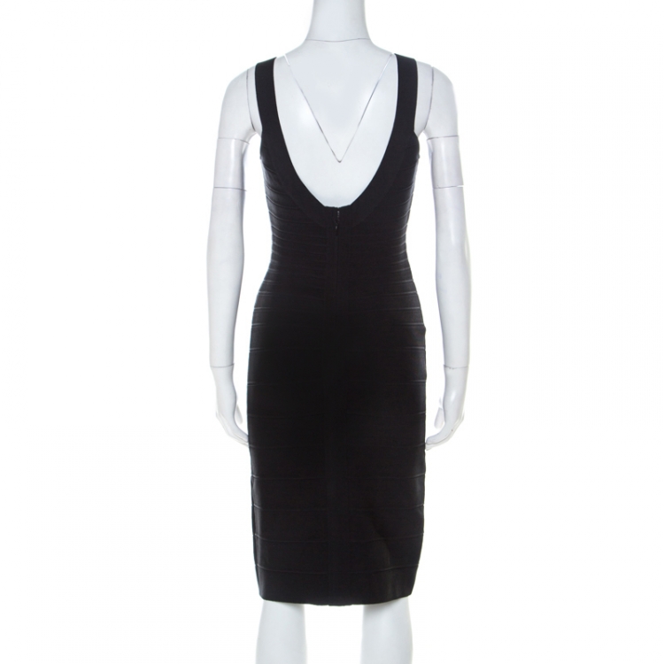 مملوكة مسبقًا Herve Leger Black Sleeveless Lulu Bandage Dress S