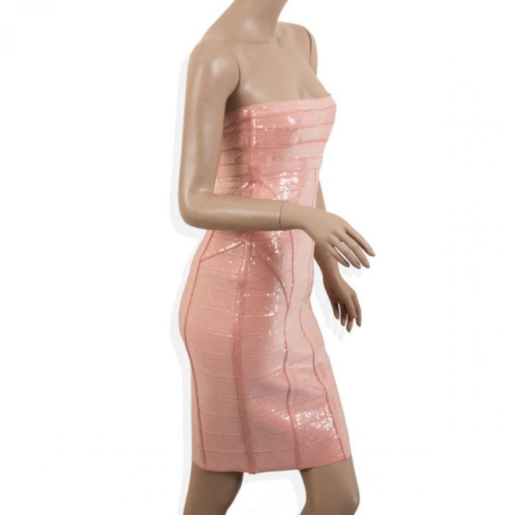 Pre Owned Herve Leger Frances Sequin Detail Dress