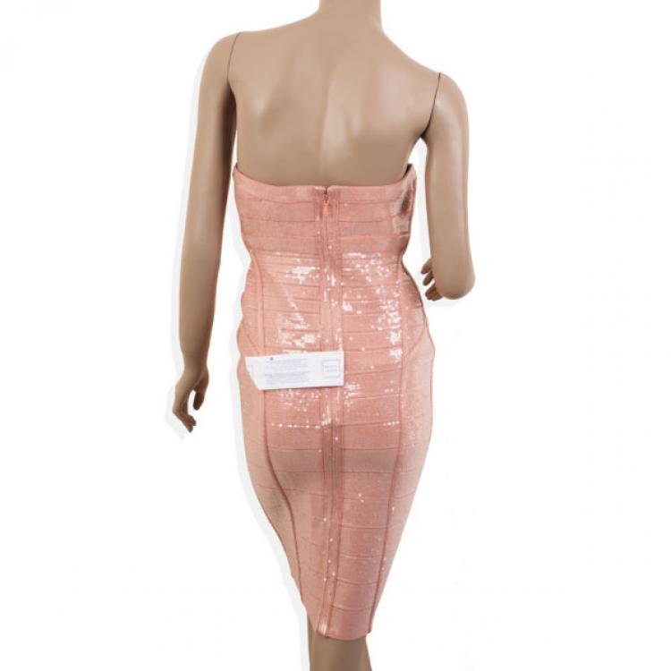 Pre Owned Herve Leger Frances Sequin Detail Dress