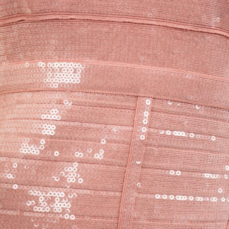 Pre Owned Herve Leger Frances Sequin Detail Dress