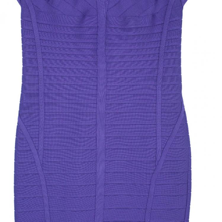 Pre Owned Herve Leger Purple Cutout Bandage Dress M