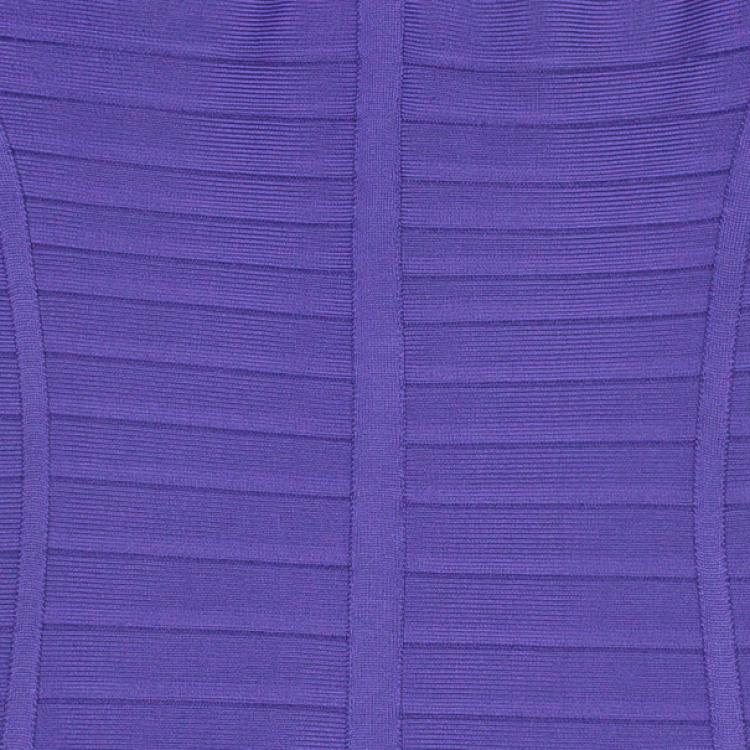 Pre Owned Herve Leger Purple Cutout Bandage Dress M