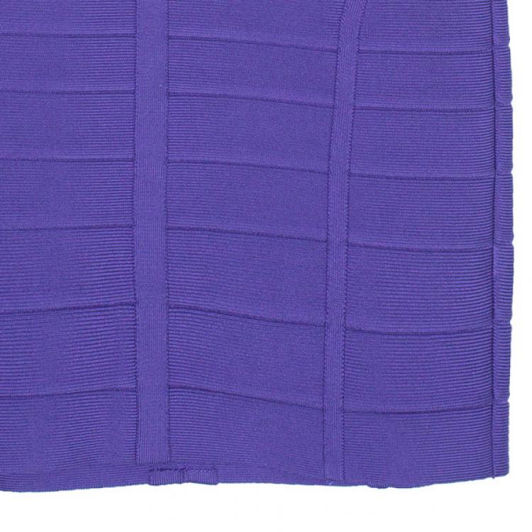 Pre Owned Herve Leger Purple Cutout Bandage Dress M