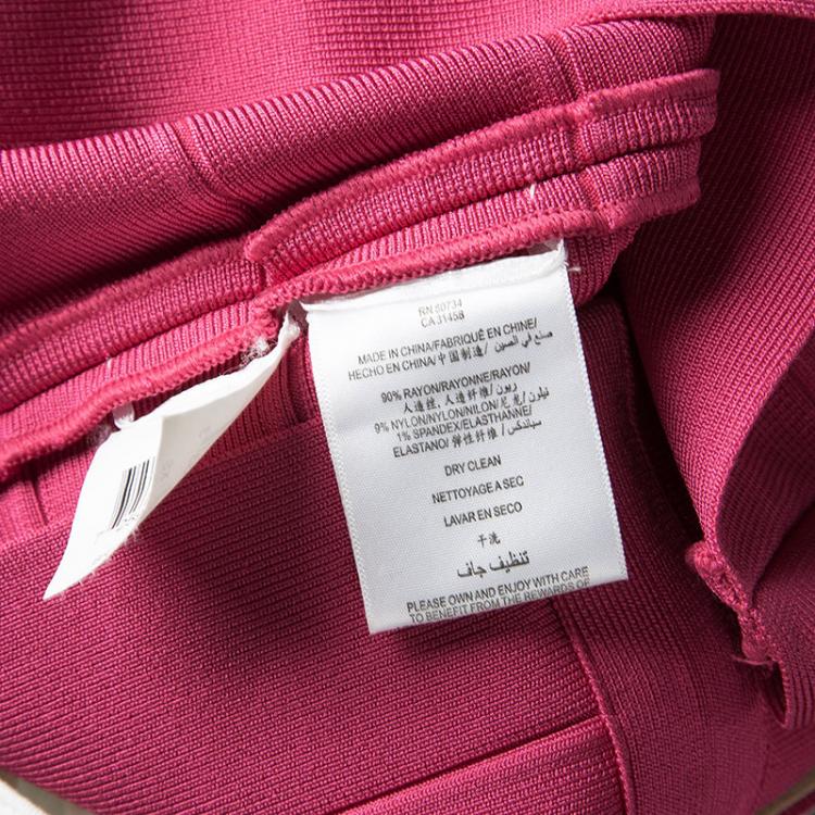 Pre Owned Herve Leger Pink Cross Back Detail Bright Rose Bandage Dress XS