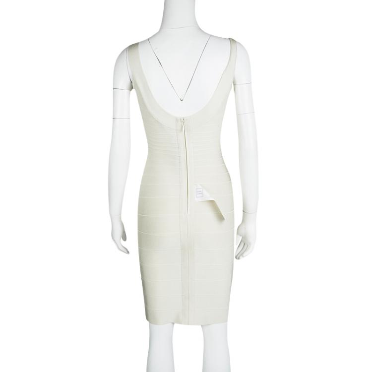 Pre Owned Herve Leger Papyrus Sleeveless Signature Sydney Bandage Dress M