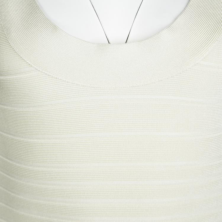 Pre Owned Herve Leger Papyrus Sleeveless Signature Sydney Bandage Dress M