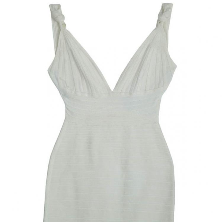 Pre Owned Herve Leger Alabaster Bandage Dress S