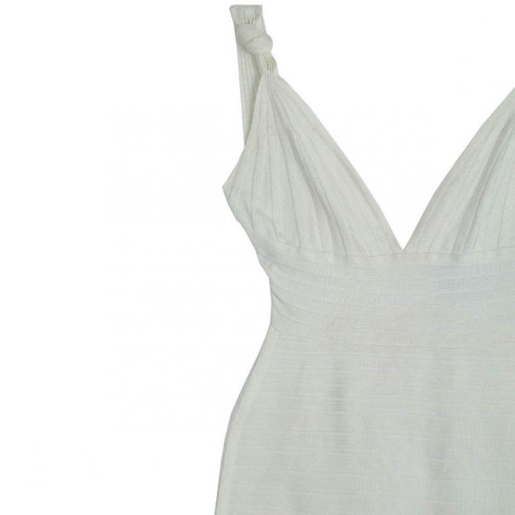 Pre Owned Herve Leger Alabaster Bandage Dress S