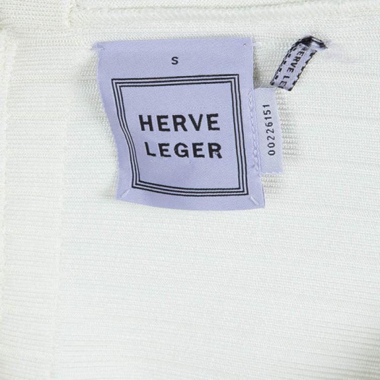 Pre Owned Herve Leger Alabaster Bandage Dress S