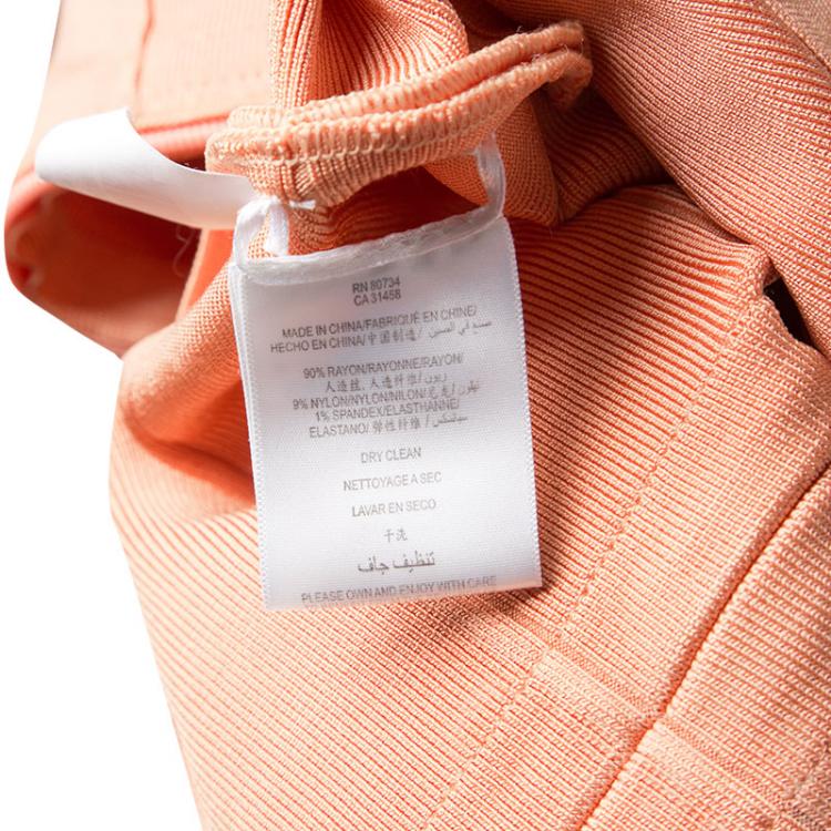 Pre Owned Herve Leger Melon Orange Sleeveless Bandage Dress M