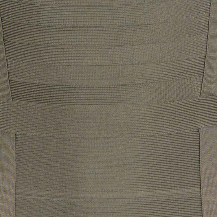 مملوكة مسبقًا Herve Leger Dark Olive Kristen Cap Sleeve Bandage Dress M