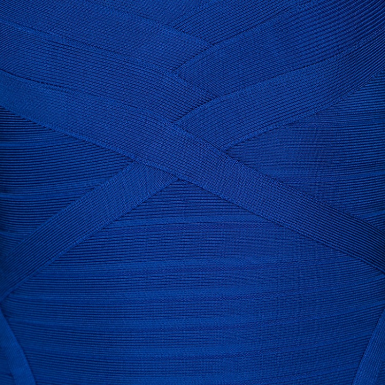 مملوكة مسبقًا Herve Leger Blue Sapphire Sleeveless Dahna Bandage Mini Dress XS