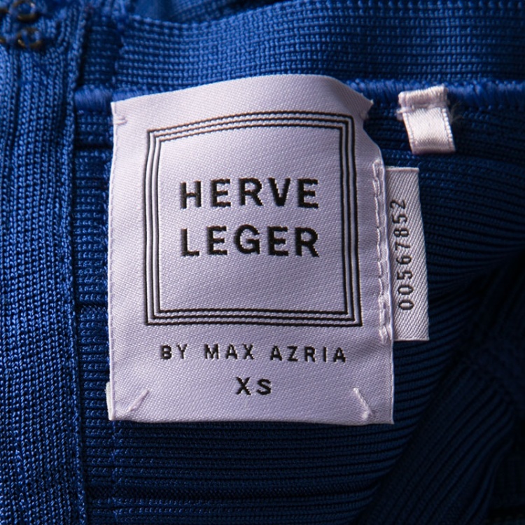 مملوكة مسبقًا Herve Leger Blue Sapphire Sleeveless Dahna Bandage Mini Dress XS