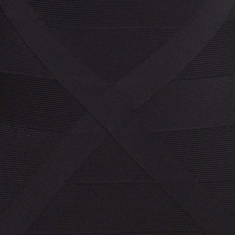 Pre Owned Herve Leger Black Knit Sleeveless A Line Faith Novelty Essentials Dress M