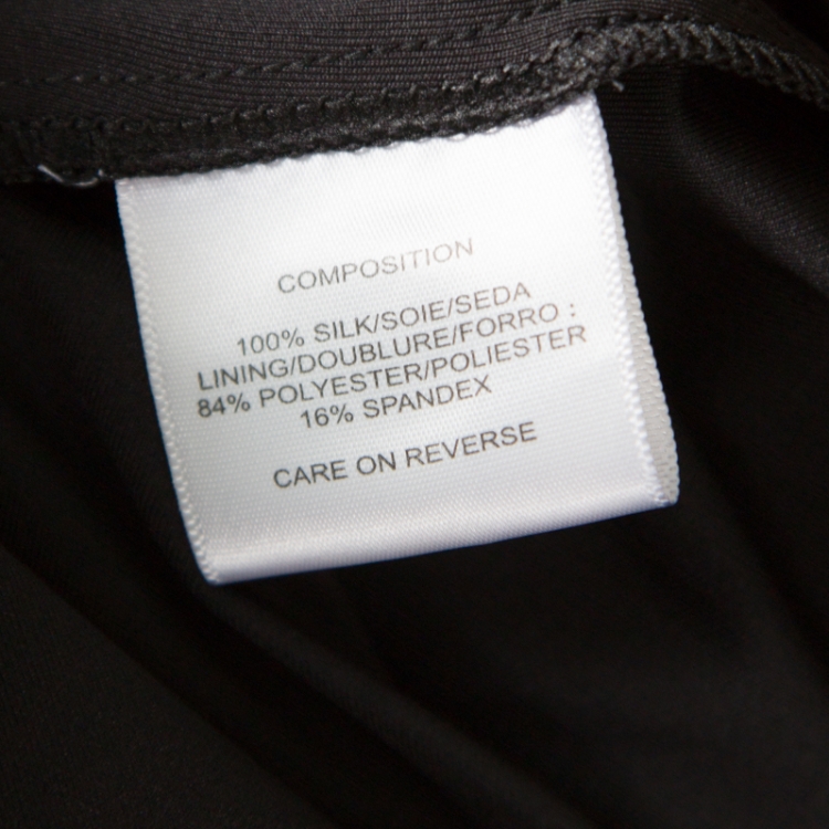 Pre Owned Herve Leger Black Silk Organza Raw Edge Tiered Babydoll Top L