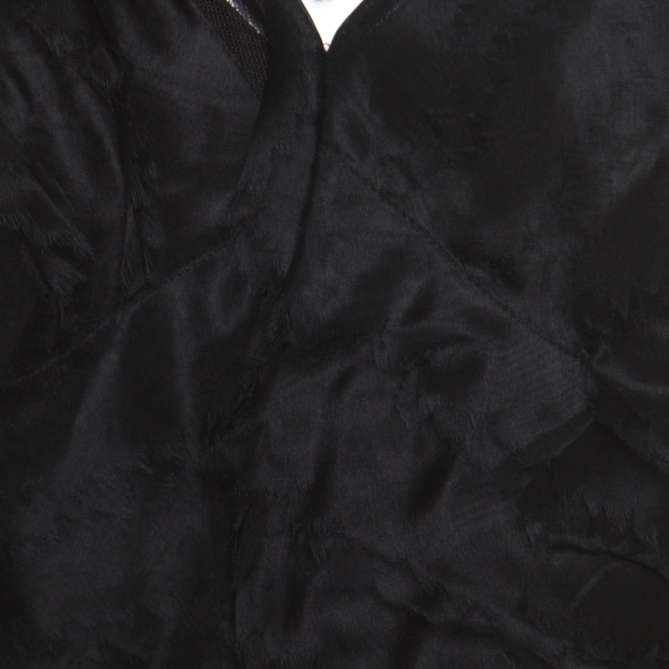 Pre Owned Herve Leger Black Silk Organza Raw Edge Tiered Babydoll Top L